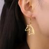 Horse Head Earrings Stainless Steel Jewelry Hollow Animal Pendant for Women Girls Gold Color Zodiac Horse New Year 2026 Trend