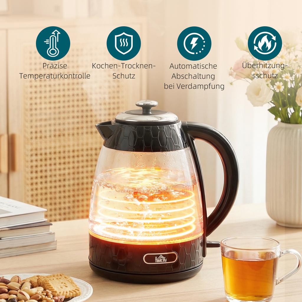 1.7L 2200W Rapid-Boil Kettle and 4-Slice Toaster Set with Limescale Filter, Black