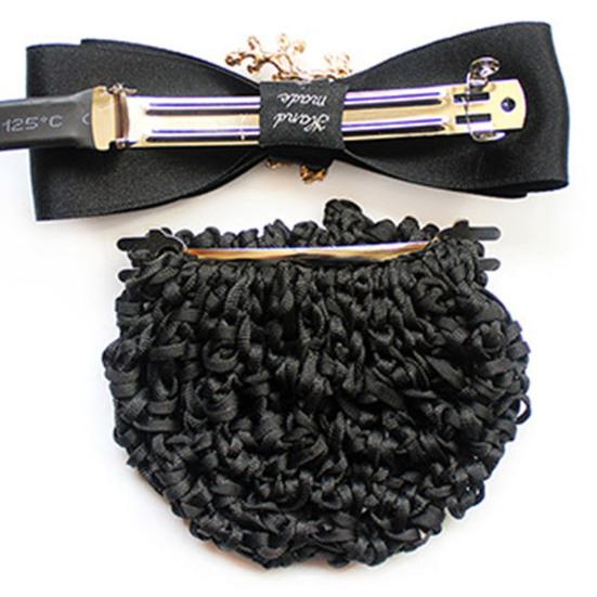 Women Hair Net Temperament Flower Shape OL Style Fishnet Hair Decoration Decorative Soft Bow-knot Lady Bud Hair Net for Airline Stewardess