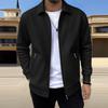 Men's Casual Oversized Solid-Color Pocket Zipper Long-Sleeve Jacket