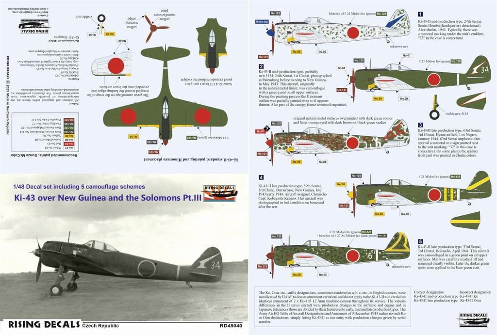 Rising Decal Over New Guinea and Solomon Part III Decal for Plastic RSDRD48040 1/48 Ki-43 Hayabusa, Islands, Decal, Models, (Airplane)