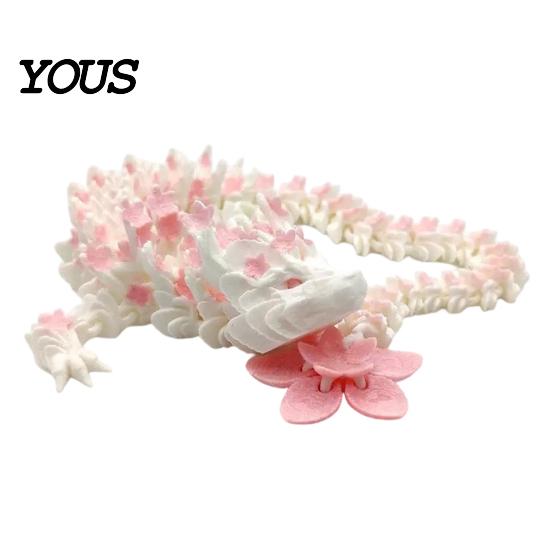 Blumen Drachen Figur 3D Gedruckt Kirschblüten Spielzeug, Gelenkige Figur, Schreibtisch Dekoration Bewegliche Gelenke Mythisches Kreaturen Modell für Schreibtisch