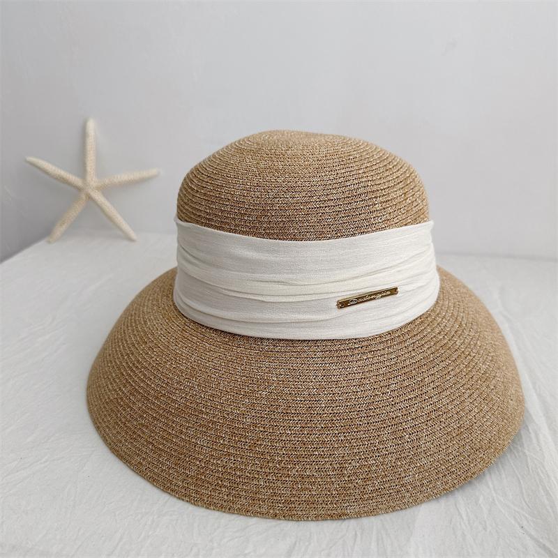 Hat Women's Summer Sunscreen Sun Hat Fisherman Straw Hat Bowler Hat Seaside Beach Hat Travel Breathable