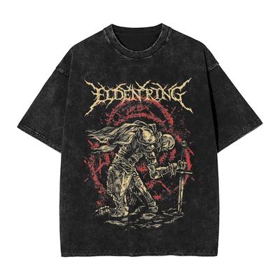R-Ringe Radahn E-Eldening Gewaschene T-Shirts Streetwear Hip Hop Lässige T-Shirts für Männer Frauen Kurzarm Grafik