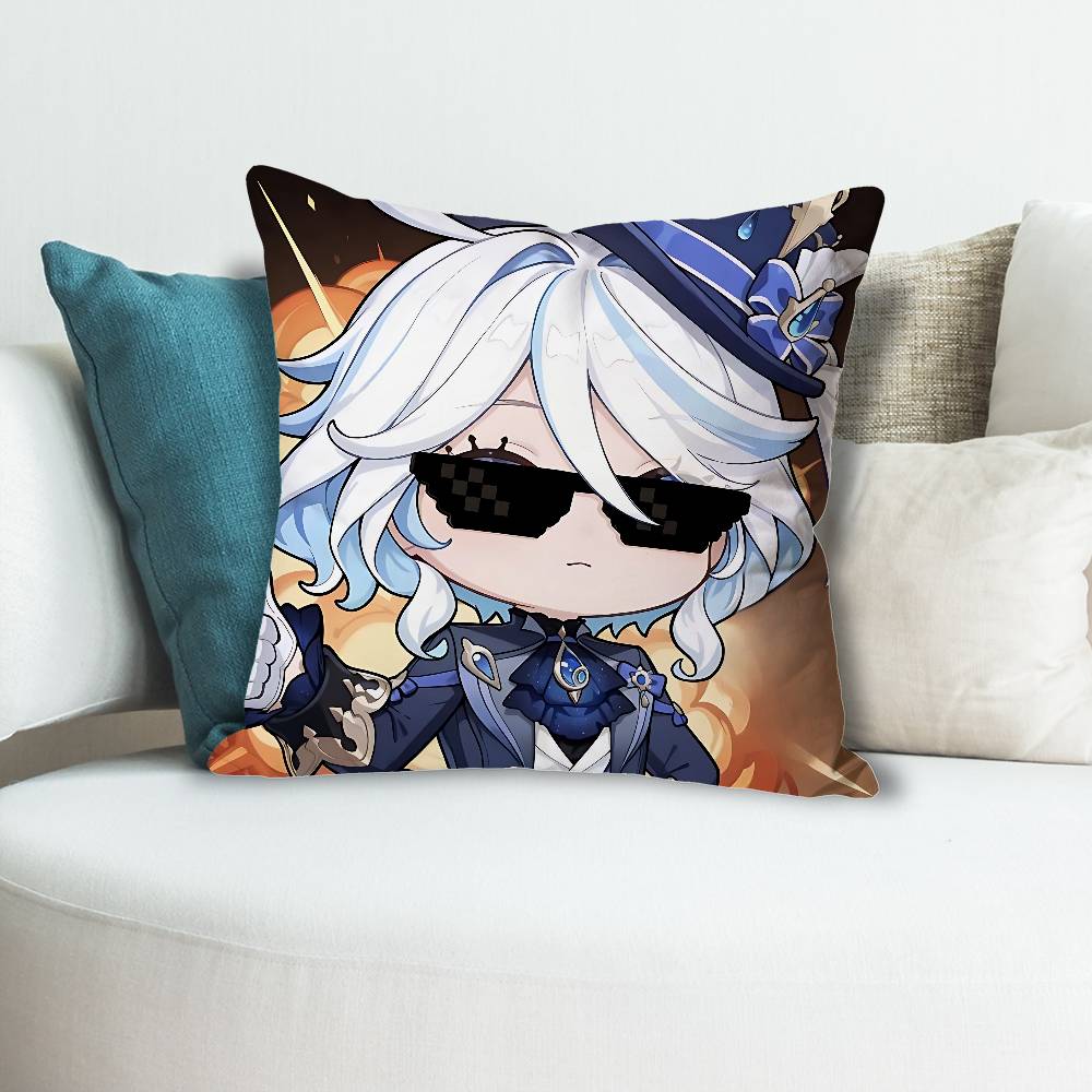 GGenshin Impact FFurina Various Sizes Square Pillow Case For Car Home Bedchamber Decor Custom Valentine gift