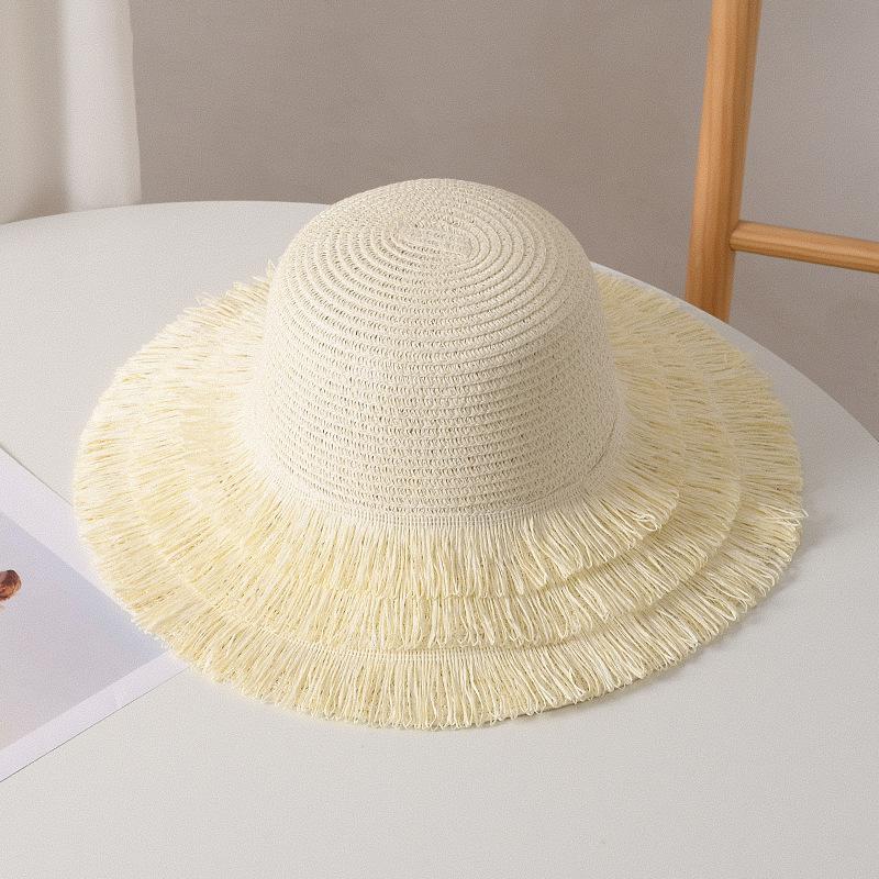 Summer new hat women's fashion retro burr straw hat summer outdoor temperament sunscreen sunshade flat top hat