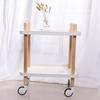 Double Layers Rolling Storage Cart Multi Use Movable Organizer Rack for Home Restaurant(White)