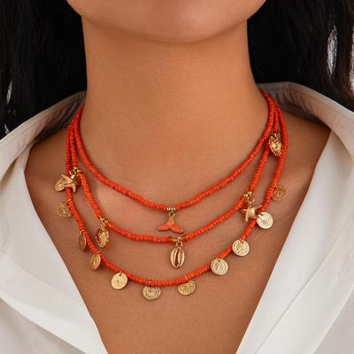 Mermaid Tassel Pendant Necklace Set: Multi-Layer Clavicle Chain with European & American Style