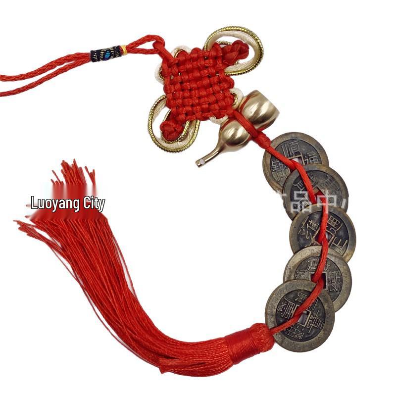 

Монеты Пяти Императоров Деревянная Тыква Камень Порога Двери с Латунными и Медными Древними Монетами для Решения для Входа