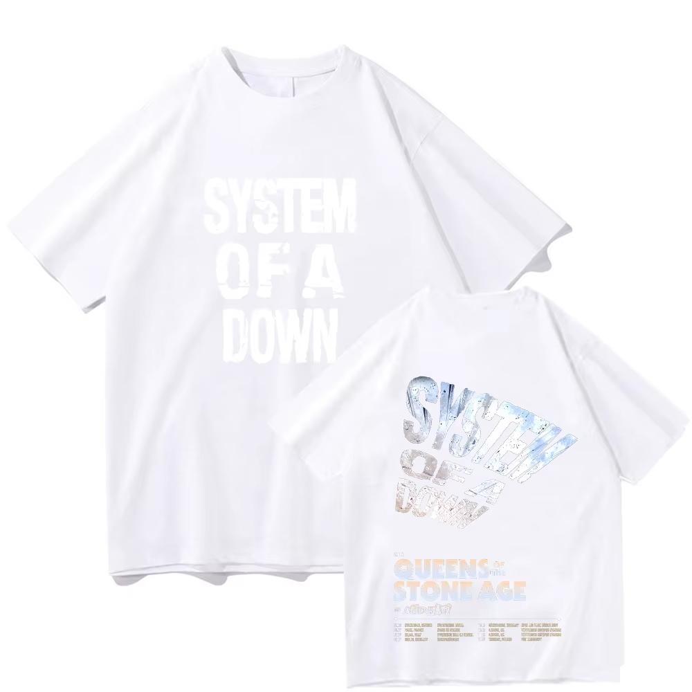 System of A Down Tour 2026 T-shirt Vintage Men's Women Cotton Quality Short Sleeve Tees Male Rock Music Band Clothes High Street