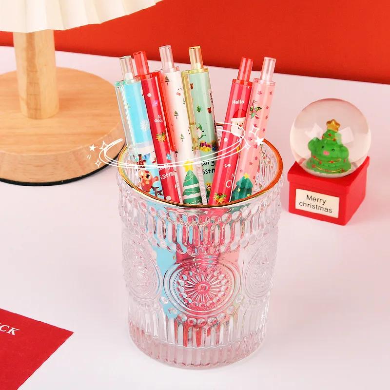 5 Stück Weihnachts-Gelstift mit süßem Cartoon-Motiv, 0,5 mm, schwarze Tinte, Schreibstift, Weihnachtsmann, Kinder, Urlaub, Schreibwaren, Geschenk, Schulbedarf
