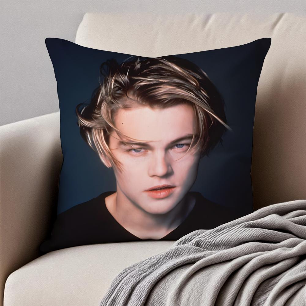 Handsome Actor lLeonardo DiCaprio Cushion Cover Pillowcase Antidustmite Invisible Zipper Short Plush Sofa Cushion