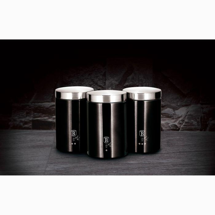Set De 3 Boîtes De Cuisine En Acier Inoxydable Robuste, Ø11 X 17,8 Cm Design Berlinger Haus Black Silver Noir / Inox 57777
