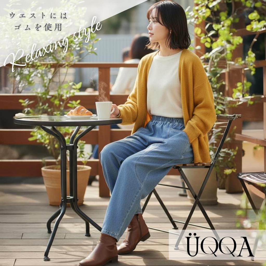UQQA Elastic Comfortable Cropped Size L Women's Wide-Leg Jeans, Waist, Material, Length, Summer, Slimming, Cute, Blue,
