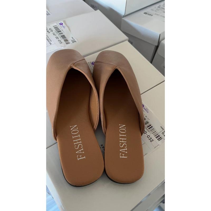 Damen Hausschuhe Damen coole Hausschuhe Außenbekleidung Strand Strand Sommer Damen flacher Boden Mode Tasche Kopf Halbschuhe Muller Schuhe