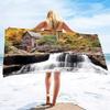 Microfiber Beach Towel, Sand Free Beach Blanket, Quick Dry Sand Free Lightweight Large Oversized Beach Towel Waterfall Print