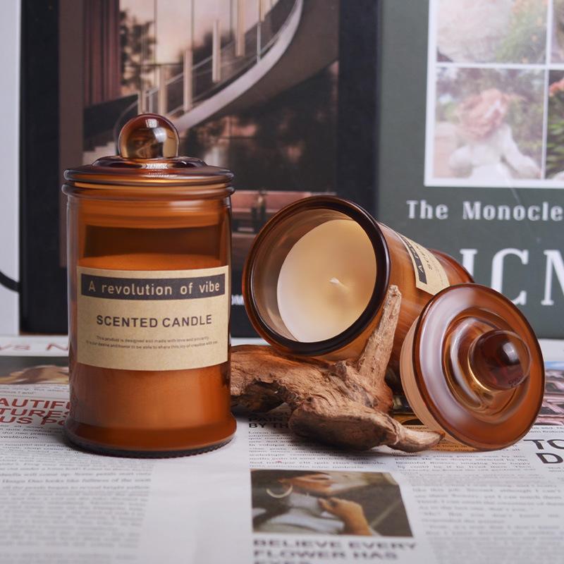 Creative Rectangular Brown Bottle Scented Candle Birthday Decoration Scented Glass Wedding Souvenir Scented Candle