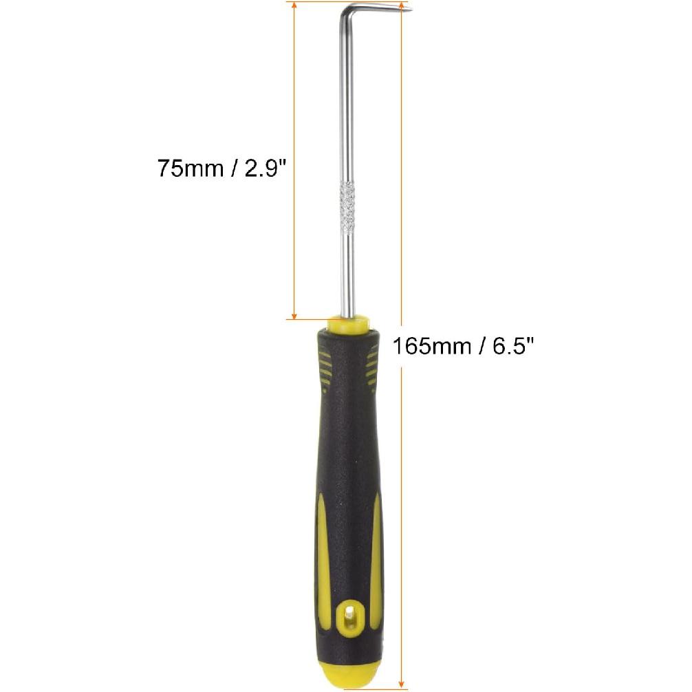 

HARFINGTON 2pcs 90 Degree Picks 165mm Zinc Alloy Rubber Handle Round Automotive Pick Tool Set for Removing O Rings Small Items, Black Yellow