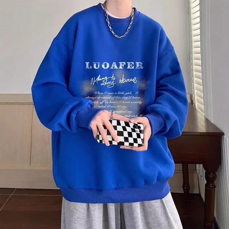Men's Oversized Crew Neck Sweatshirt Letter Print Casual Pullover Top