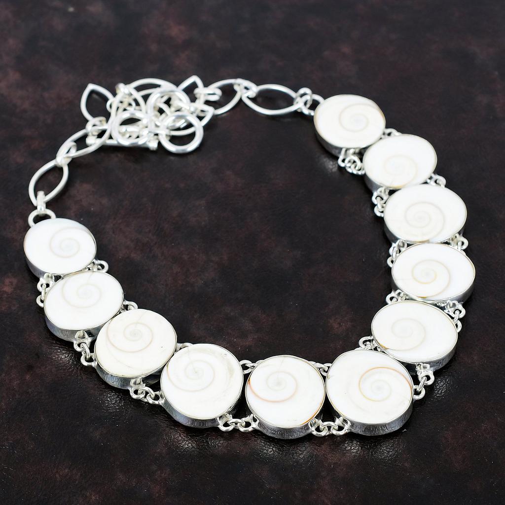 Shiva Eye Shell Gemstone Necklace Designer Necklace 925 Sterling Silver Necklace Adjustable Chain Necklace Handmade Necklace Engagement Gift