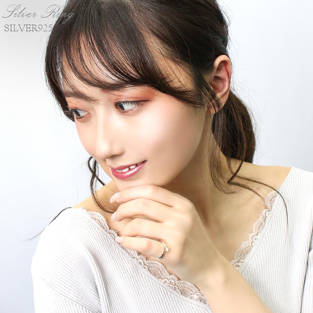 Shinjuku Gin no Kura 3mm Single Cubic Zirconia Pinky Ring, One Size Fits All, Adjustable, Silver 925, Women's Midi Ring