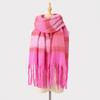 Color Matching Striped Fringed Scarf Women's Autumn and Winter High-end Mohair Color Warm Versatile Scarf Shawl