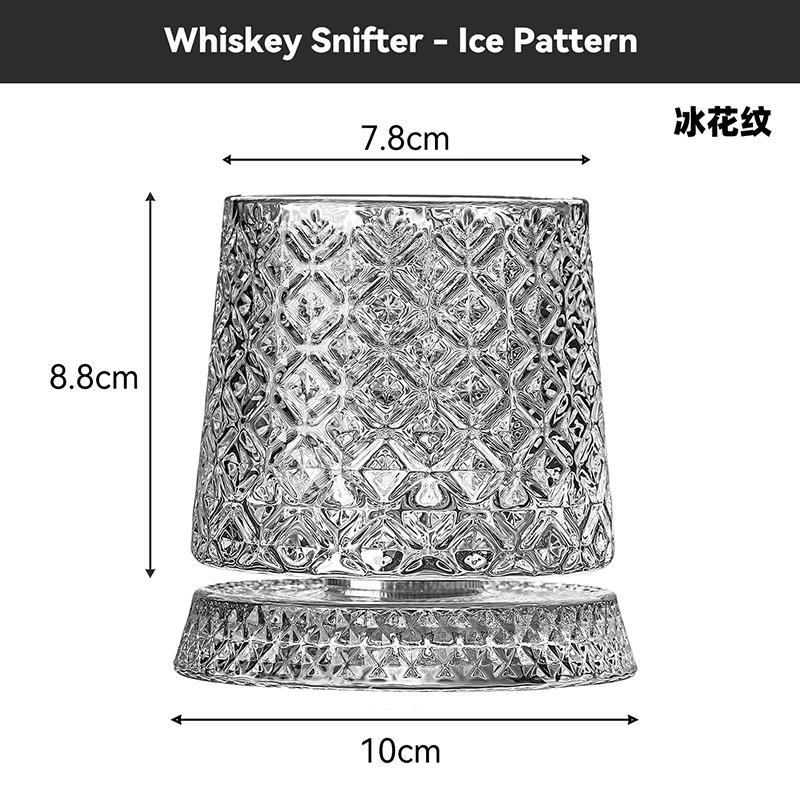 2026 New Whiskey Glasses Rotating Whisky Glass with Glass Base 360 Rotate Degrees Crystal Rum Glass for Cocktail Party Drinking