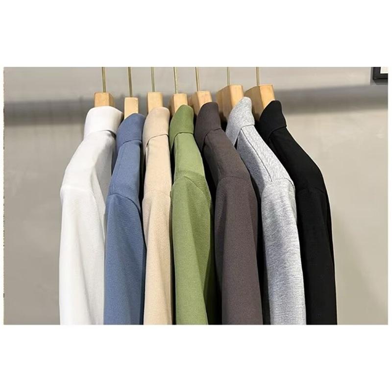 Men's Polo Shirt Summer New Short Sleeve Solid Color Turn-down Collar Casual Slim Fit Tops