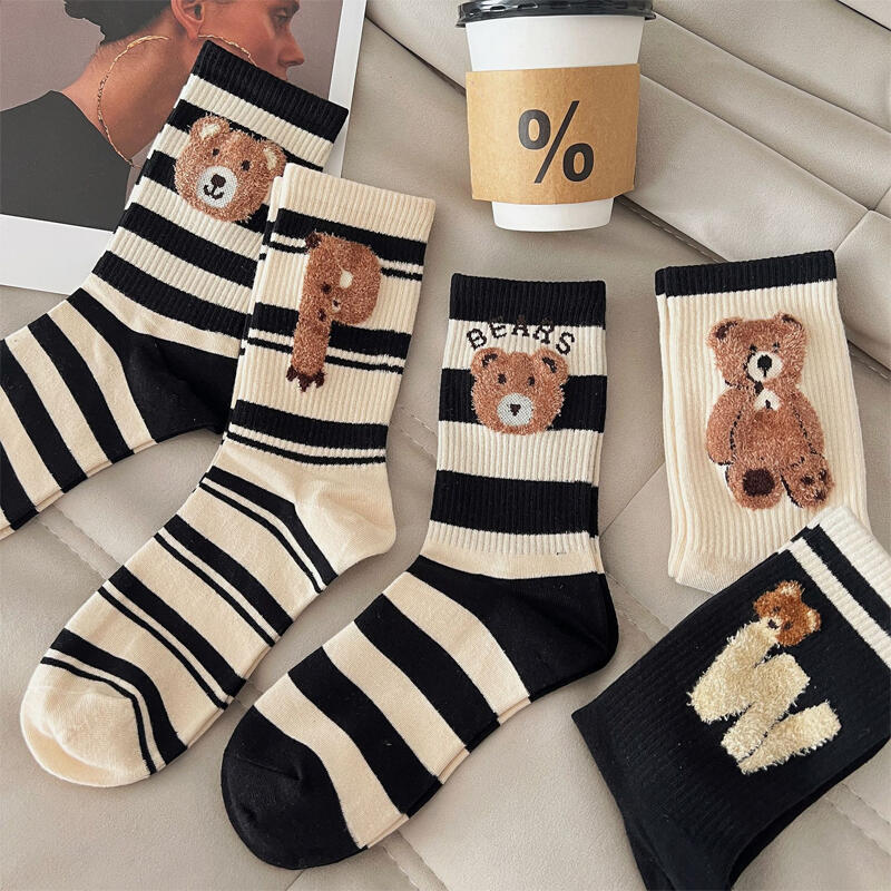 [5-Pair Set] Robuff Bear Character Design Sock Set 5 pair set