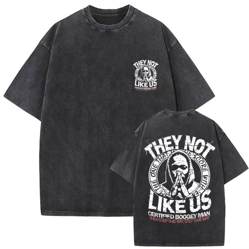 T-shirt Vintage Lavata Edizione Limitata Rapper Kendrick Lamar They Not Like Us Estate Unisex Donna Hip Hop Oversize Street Girocollo Maglietta