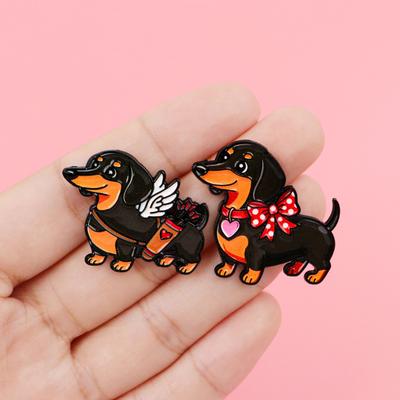 Decorative Brooch Enamel Dachshund Design Zinc Alloy Lapel Pin Sweater Dress Suit Lapel Badge Versatile Outfit Accessory