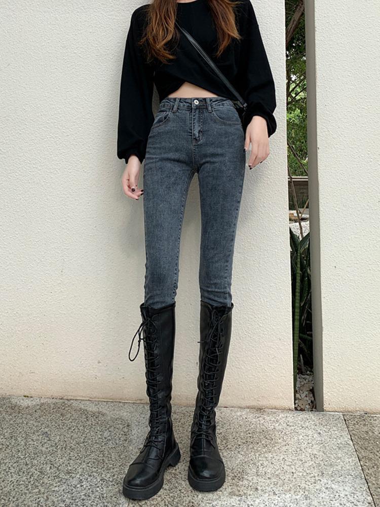 Plus Size High-Waisted Skinny Jeans for Women - 2021 Spring/Autumn Slim Fit Stretch Pencil Pants