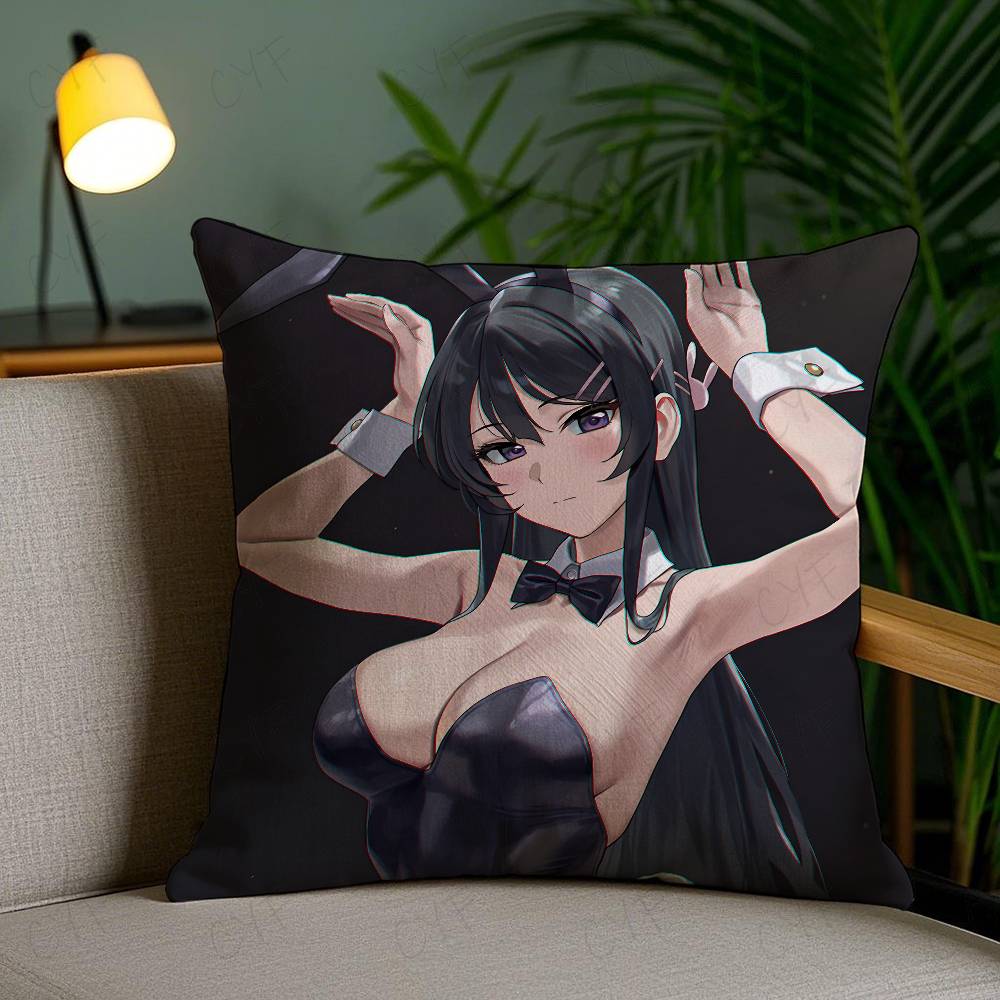 Sexy Anime M-Mai Sakurajima Pillow Case Custom Printed Brushed Fleece Pillow, Baby Skin-Touch, Eco-Friendly Dye-Sublimation Cush