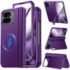 Magnetický obal pro Google Pixel 10 Pro Fold Phone s stojánkem, Kompatibilní s Magsafe, Ochrana pantu, Vestavěný duální skrytý stojánek, Ochrana obrazovky - Fialový