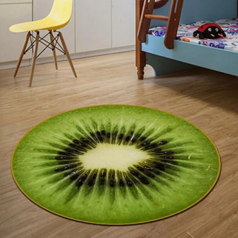 Round 3D Fruit Print Carpet Soft Anti-slip Rugs Computer Chair Mat Kiwi Watermelon Floor Mat For Room Home Decor Rugs