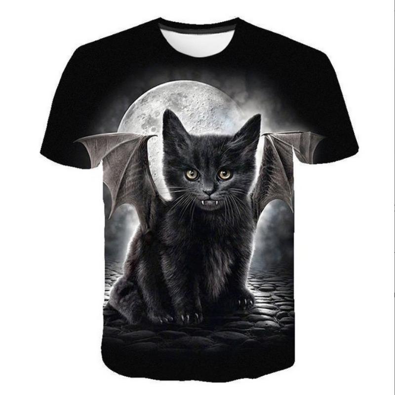 Summer Short Sleeved T-shirt 3D Digital Printed Cat Pattern Fashionable Casual Top for Men Tshirt