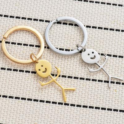 Stylish Alloy Keychain With Characters, Fun Stainless Steel Keychain