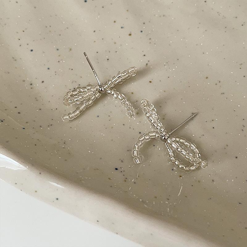 

Серьги-гвоздики с цветочным бантом и кристаллами, женские, простые, милые, нежные, индивидуальные, модные, универсальные серьги