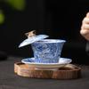 Porcelain Gongfu Tea Set Hovering Sancai Gaiwan Anti Burn Teacup with Saucer Chinese Ceramic Tea Ware