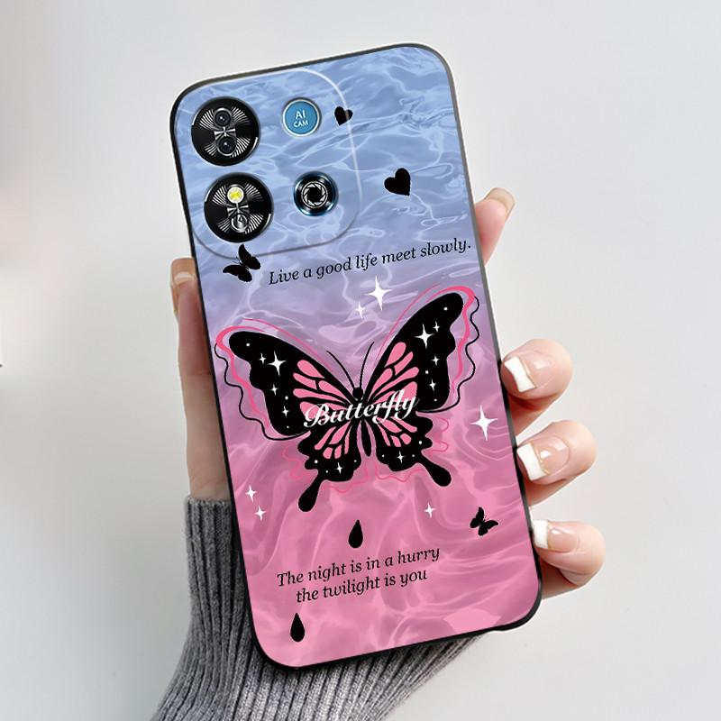Casing For Oukitel C57S/C57 Pro/C57 Plus/C57 Ultra/BLU J12 Case Aesthetic Cute Cat Cartoon Black Soft Silicone Shockproof Cover