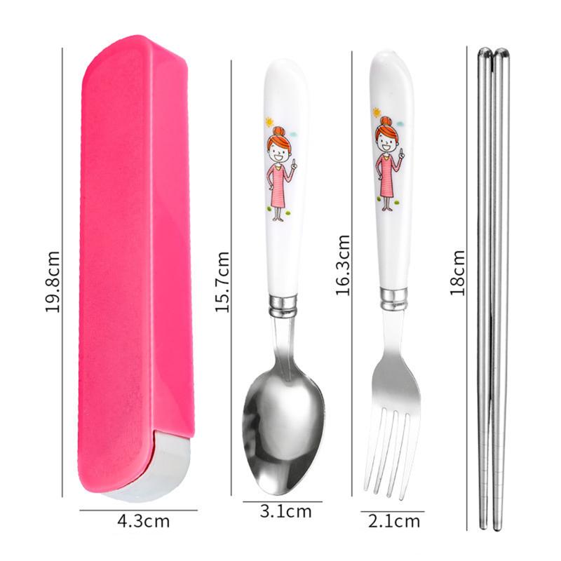 Stainless Steel Chopsticks Spoons Three Piece Portable Cutlery Set Student Travel Cutlery Spoons Chopsticks Forks