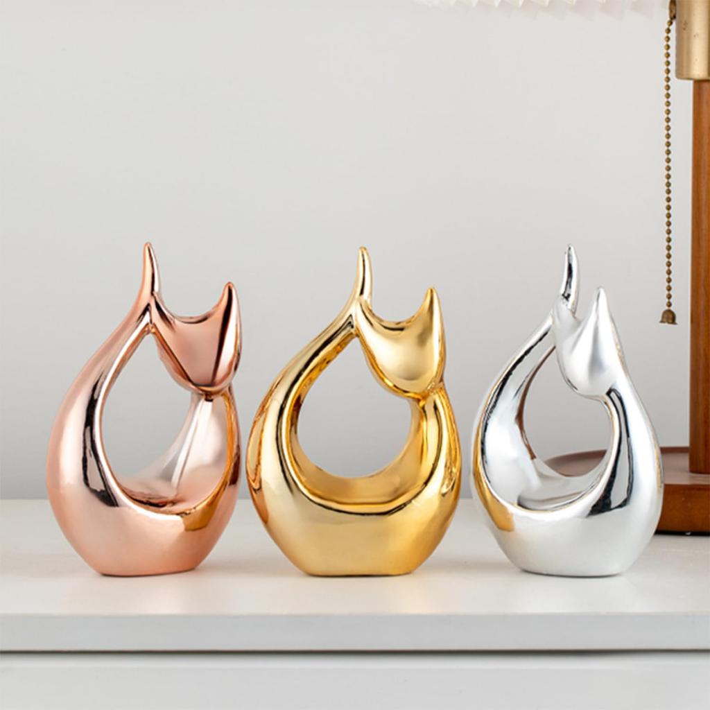 Queen-b Cat Art Object, Elegant Cat Figurine, Stylish Ceramic Decor, Cute Tabletop Ornament, Collectible Figurine, Nordic Style, Perfect for Bedroom,