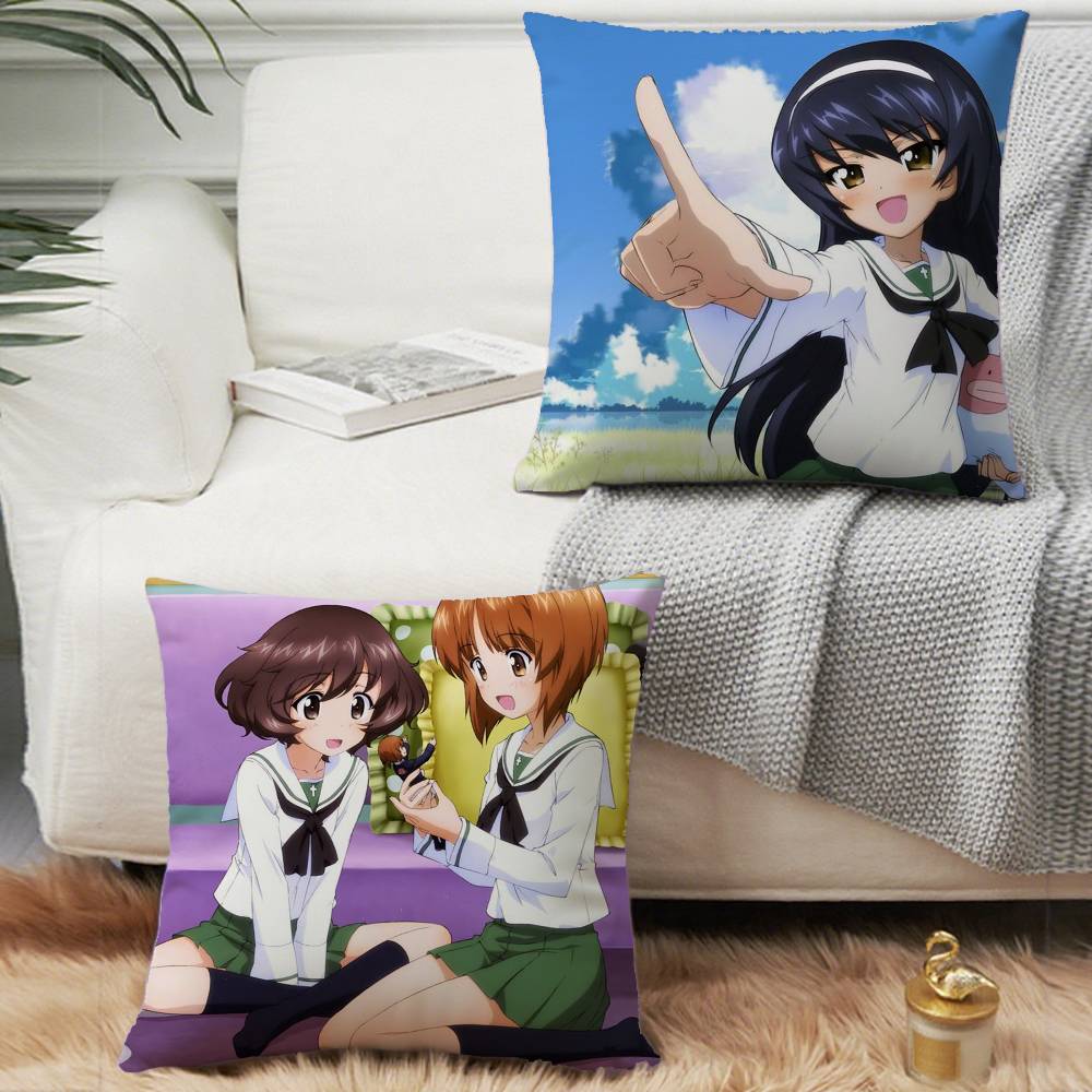 GIRLS Und PANZER Classic Pillow Case Sofa Decorative Home Double-sided Printing Short Plush Cushion Pillow Cover Holiday Gift