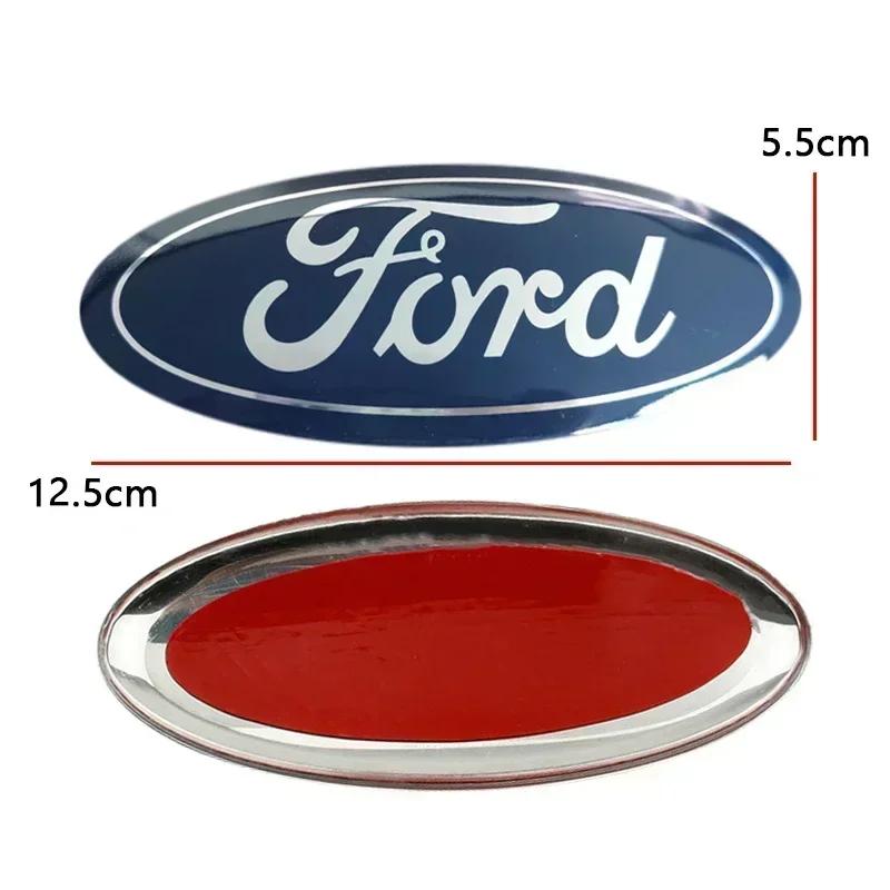 For Ford Mondeo Fusion Focus Fiesta Kuga Edge Transit Ecosport 12.5x5cm Car Front Emblem Logo Rear Trunk Badge Decal Decoration SG7