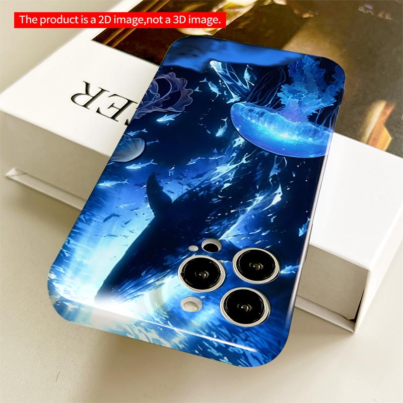 2DFlat Ocean Wonders: Whale & Jellyfish All inclusive film hard iPhone case, compatible with iPhone 18 Pro Max 17 16 15 14 13 12 11