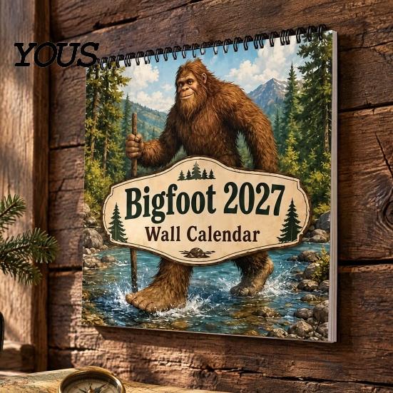 Wall Hanging Calendar Savage 2027, 12-Month Wilderness Art Planner with Spiral Unique Ape Illustration Binding, Thick Paper Themed Organizer for Home