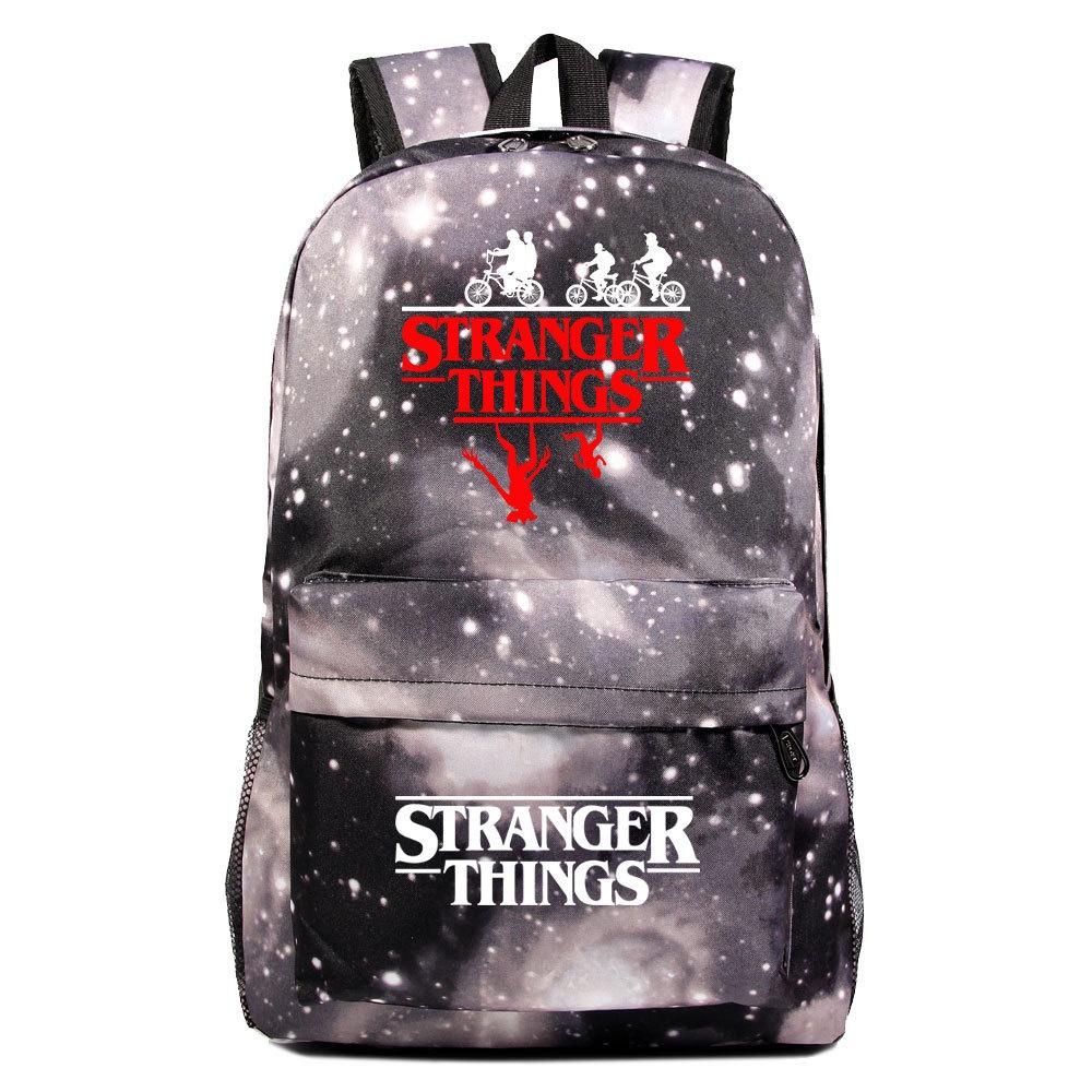 A102 Stranger Things Oxford-Stoffrucksack in Bonbonfarben, wasserdicht und strapazierfähig, ideal für Teenager und Reisende, mit Charaktermotiven)