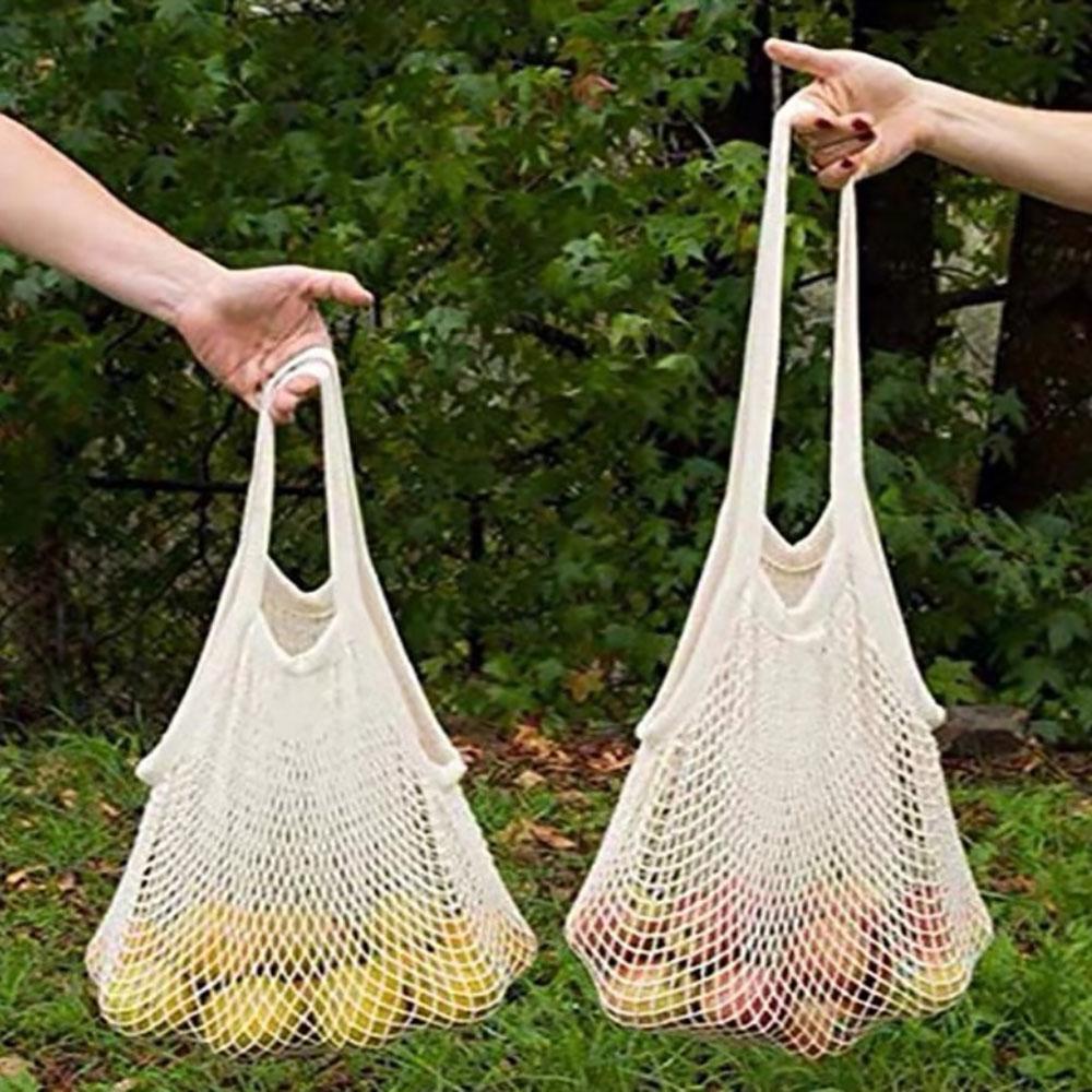 Portable Shopping Bag for Fruit Vegetable Colorful Cotton Reusable Groceries Bags-Sustainable and Biodegradable Bag Storage Net