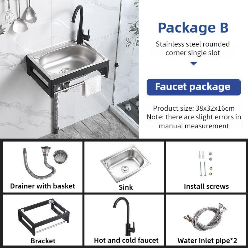 Small Single Slot Wash Basin Stainless Steel Wall-mounted Sink Kitchen Simple Dish Washing Basin Sink