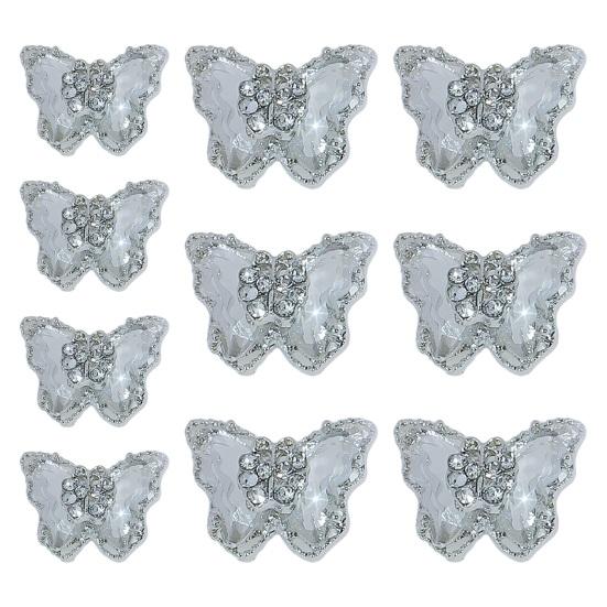 10ks Motýlí šperky na nehty Dvouvrstvé třpytivé drahokamy Poutavé ozdoby na nehty Dámské doplňky